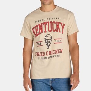 KFC Logo Collegiate Men's Size 2XL Graphic Tee with Short Sleeves Sand NWT